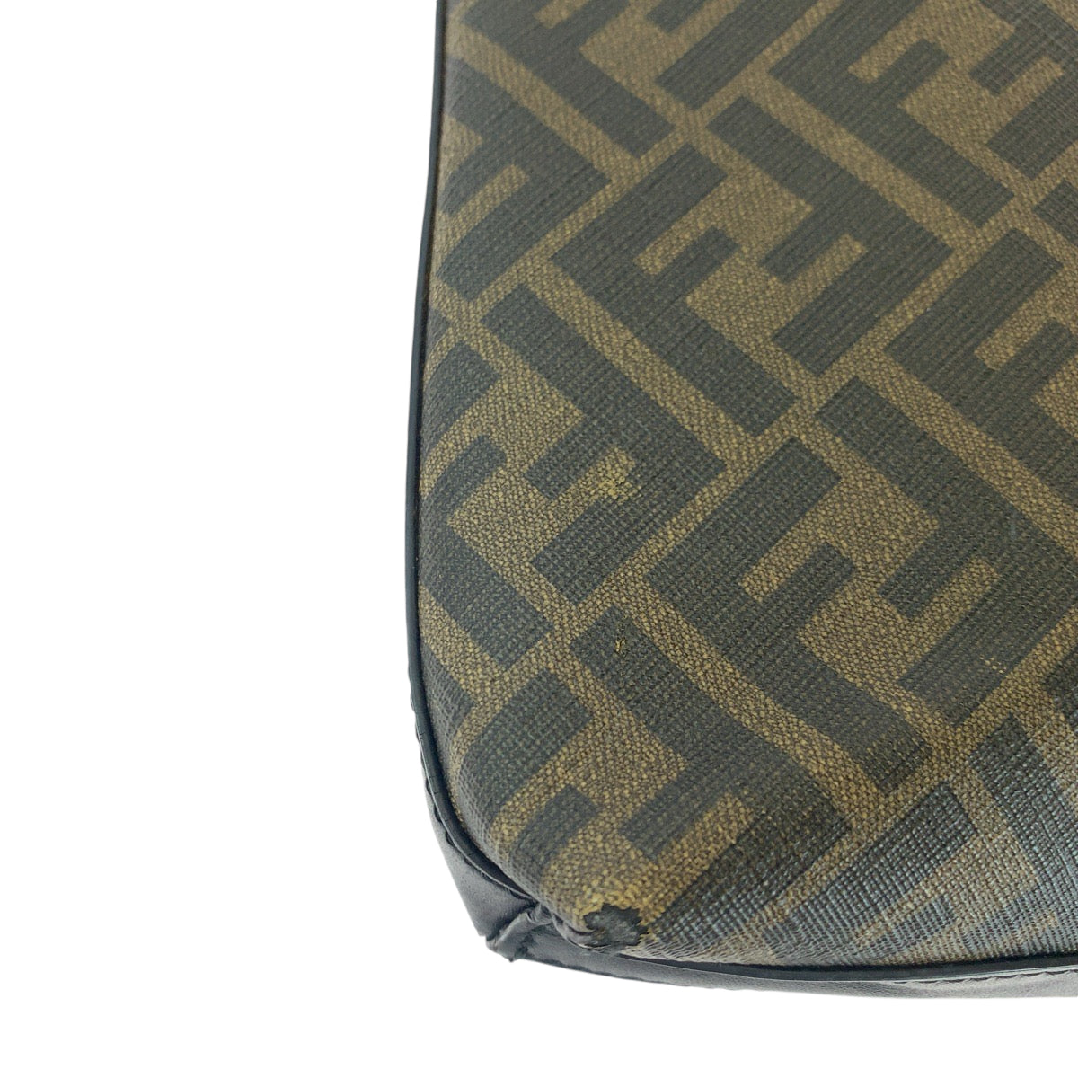 14509
FENDI フェンディ ダイアゴナル ブラウン レッド シルバー金具 PVC 7VA470 A9XS クラッチバッグ セカンドバッグ  メンズ