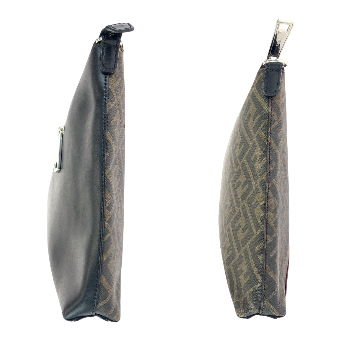 14509
FENDI フェンディ ダイアゴナル ブラウン レッド シルバー金具 PVC 7VA470 A9XS クラッチバッグ セカンドバッグ  メンズ