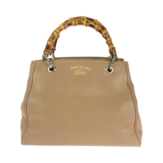 14510
GUCCI グッチ バンブー ベージュ ブラウン ゴールド金具 レザー 236032 ハンドバッグ  レディース