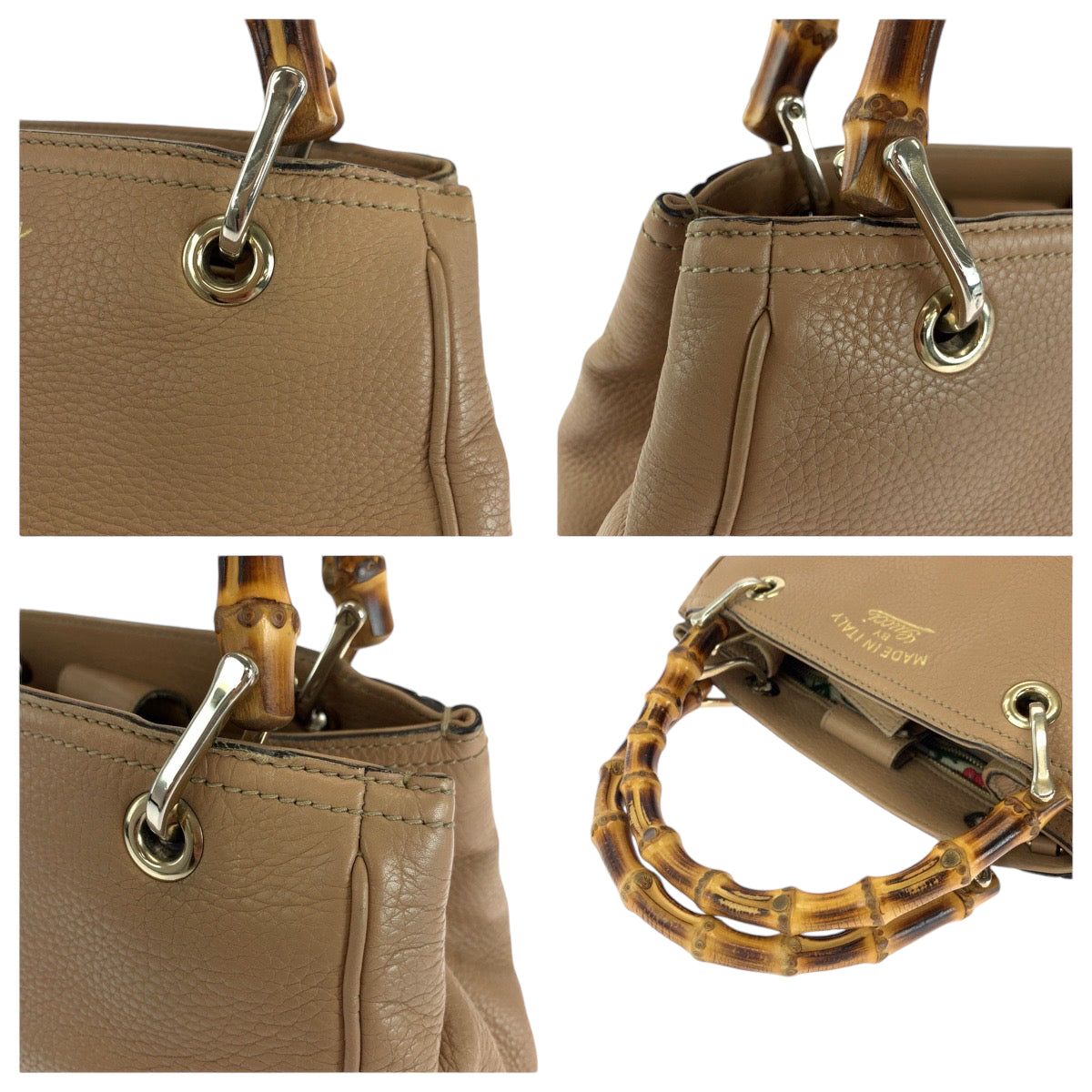 14510
GUCCI グッチ バンブー ベージュ ブラウン ゴールド金具 レザー 236032 ハンドバッグ  レディース