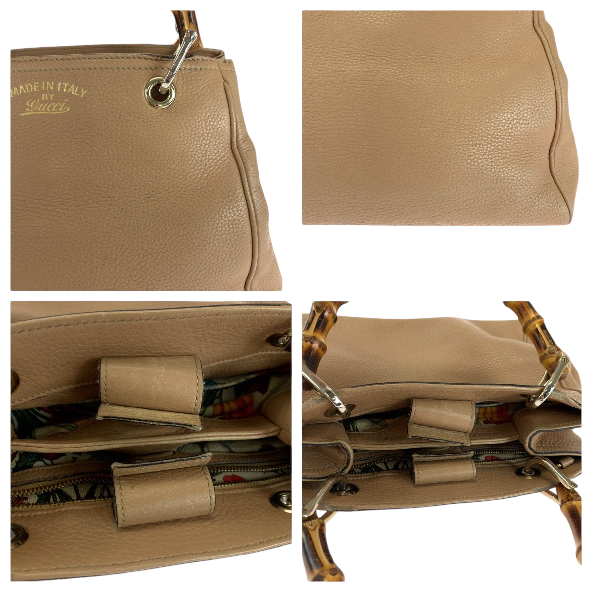 14510
GUCCI グッチ バンブー ベージュ ブラウン ゴールド金具 レザー 236032 ハンドバッグ  レディース