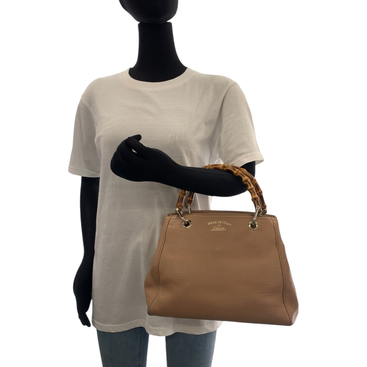 14510
GUCCI グッチ バンブー ベージュ ブラウン ゴールド金具 レザー 236032 ハンドバッグ  レディース