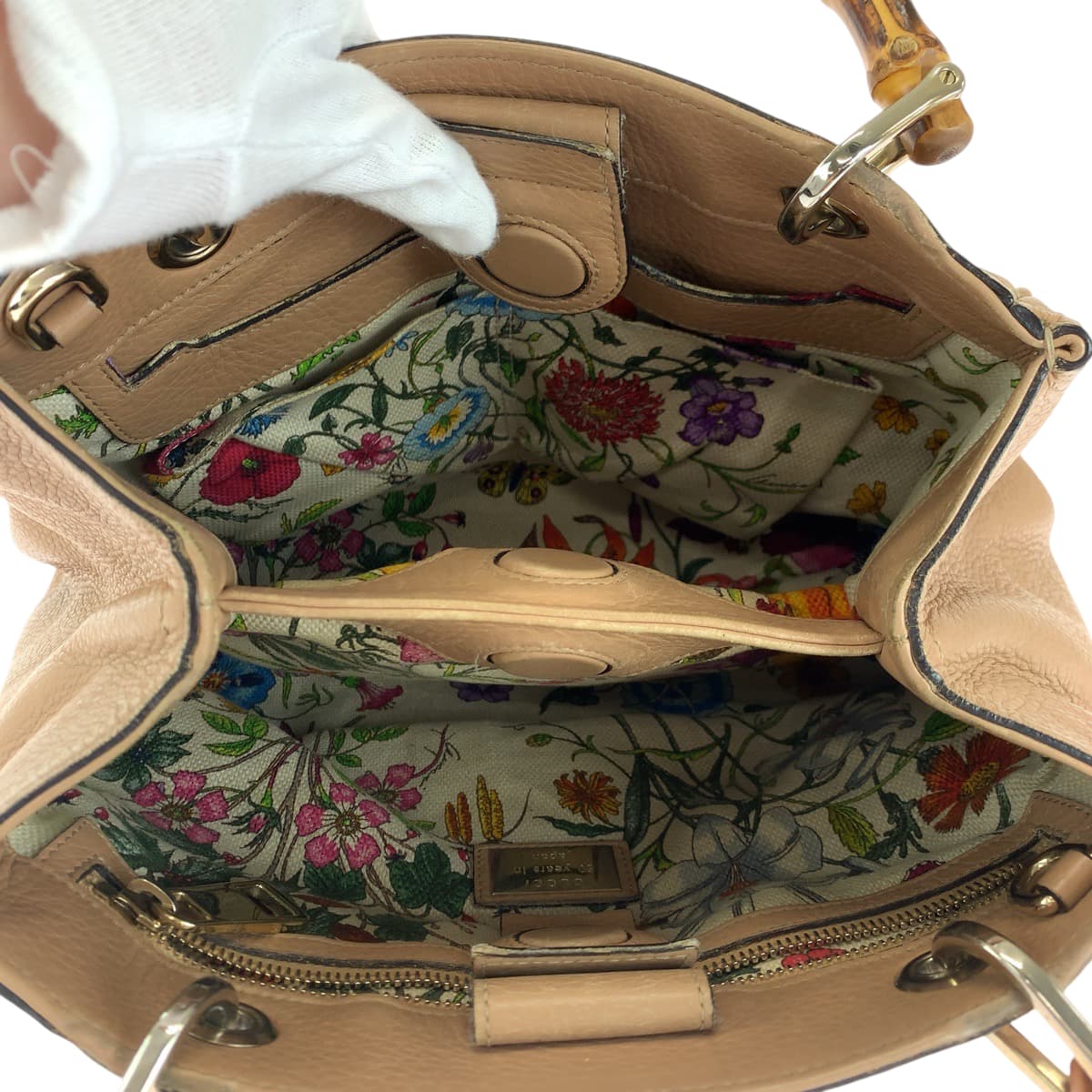 14510
GUCCI グッチ バンブー ベージュ ブラウン ゴールド金具 レザー 236032 ハンドバッグ  レディース