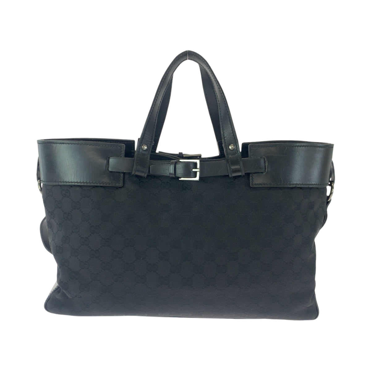 14511
GUCCI グッチ ブラック 黒 シルバー金具 GGキャンバス 106251 トートバッグ ショルダーバッグ  レディース