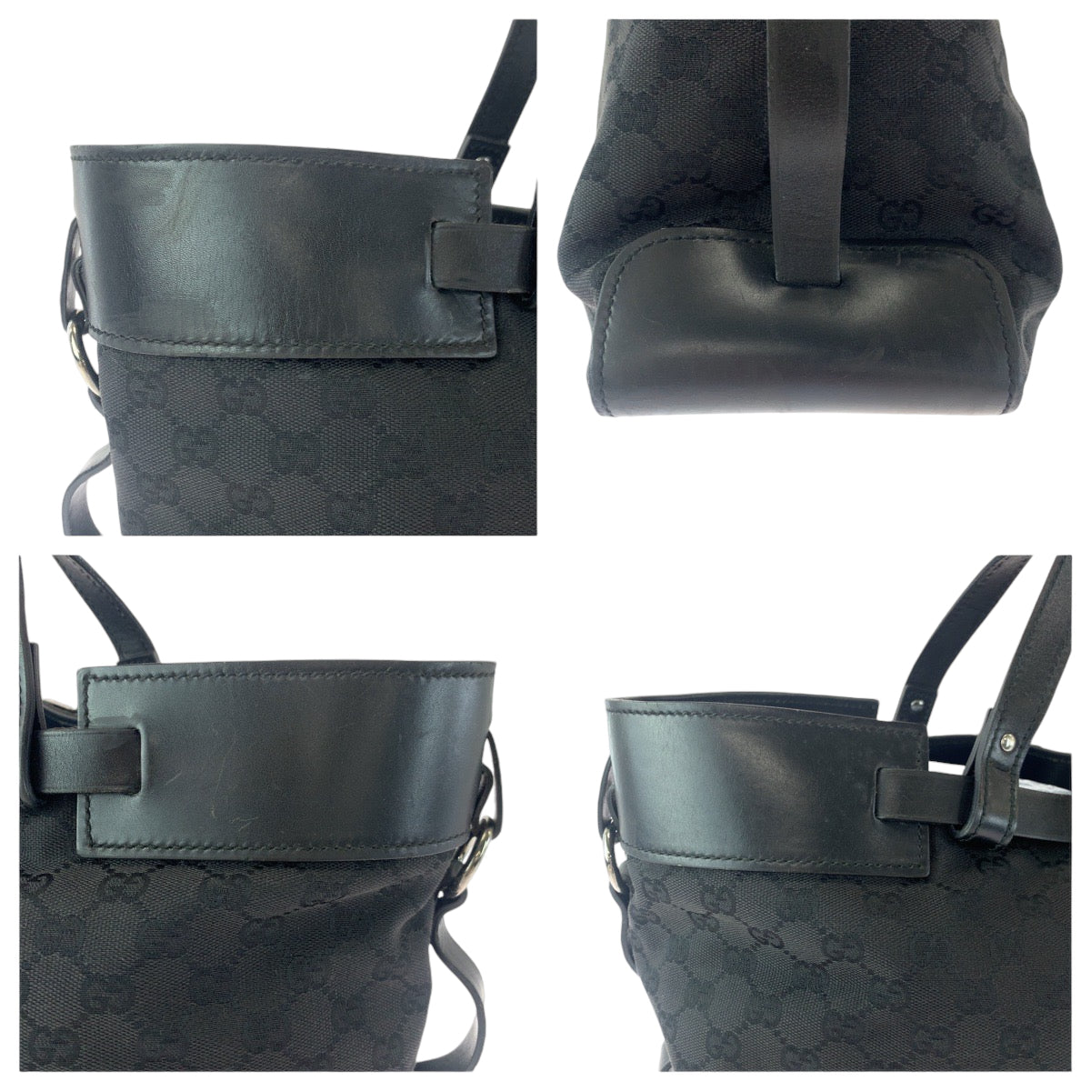 14511
GUCCI グッチ ブラック 黒 シルバー金具 GGキャンバス 106251 トートバッグ ショルダーバッグ  レディース