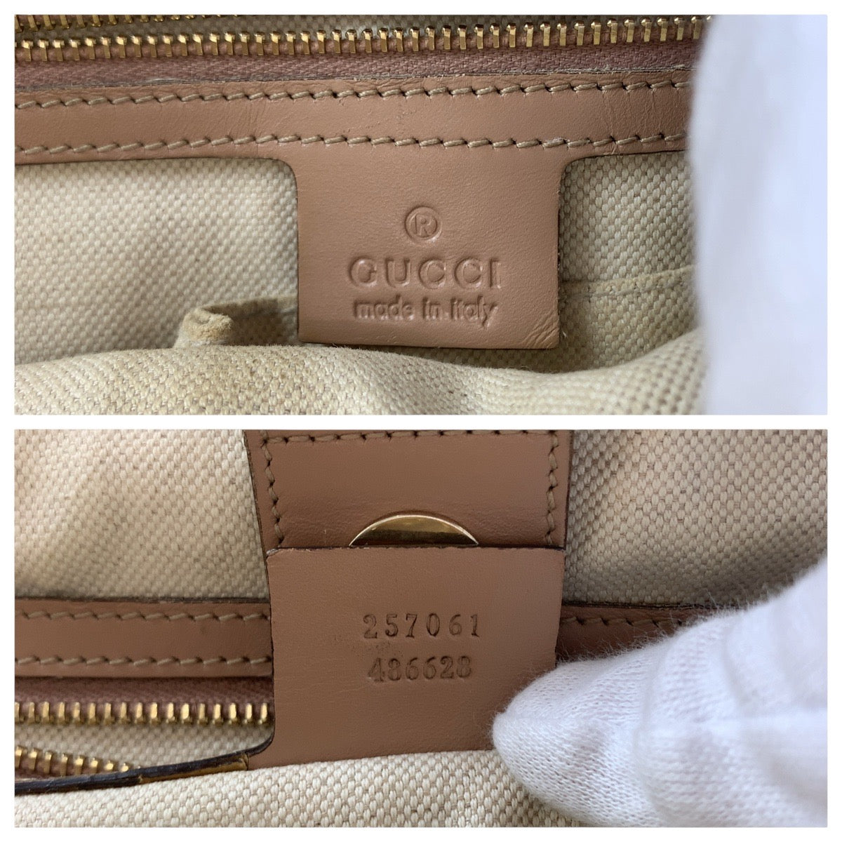 14512
GUCCI グッチ プリンシー ピンク ベージュ ゴールド金具 GGキャンバス / レザー 257061 トートバッグ ショルダーバッグ  レディース