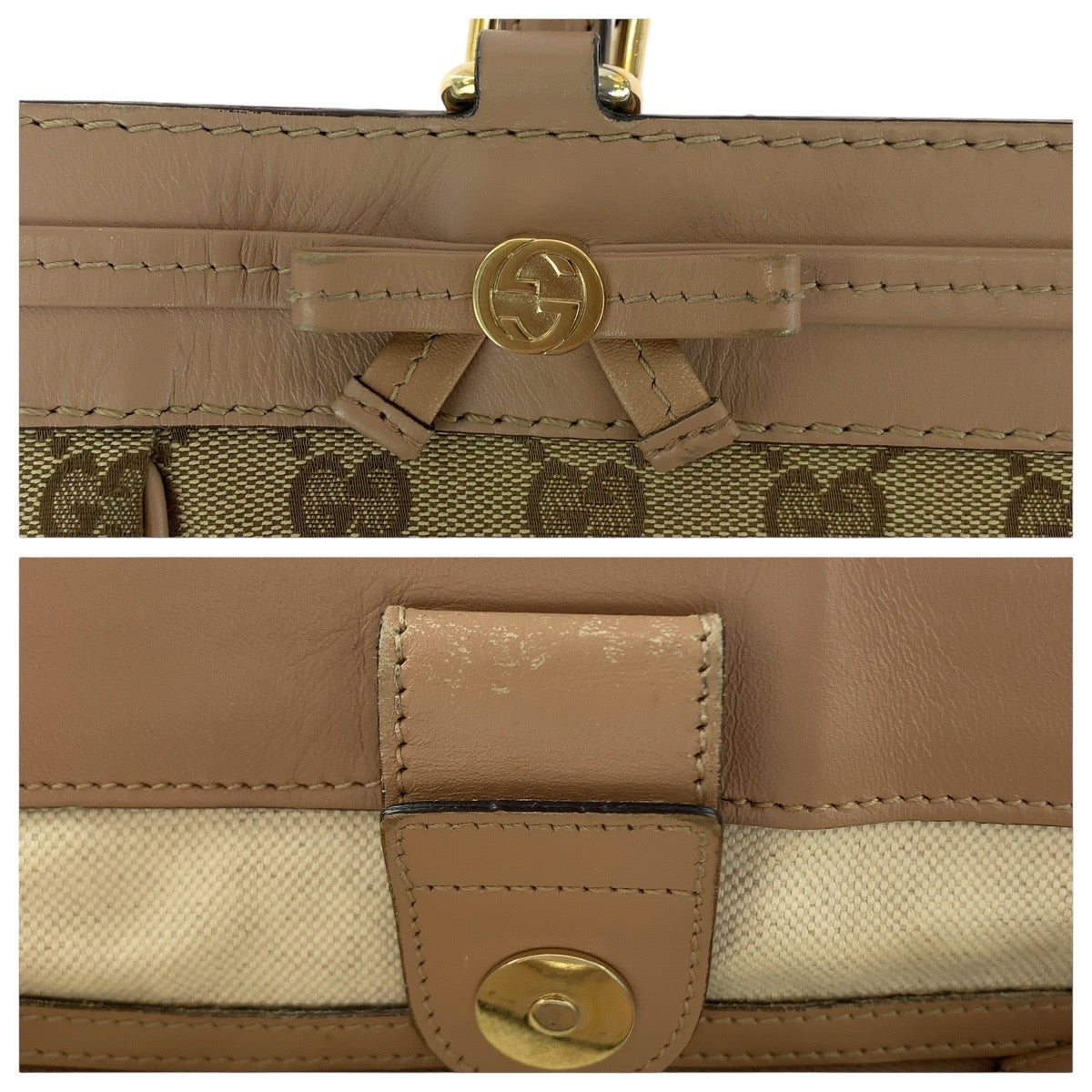 14512
GUCCI グッチ プリンシー ピンク ベージュ ゴールド金具 GGキャンバス / レザー 257061 トートバッグ ショルダーバッグ  レディース