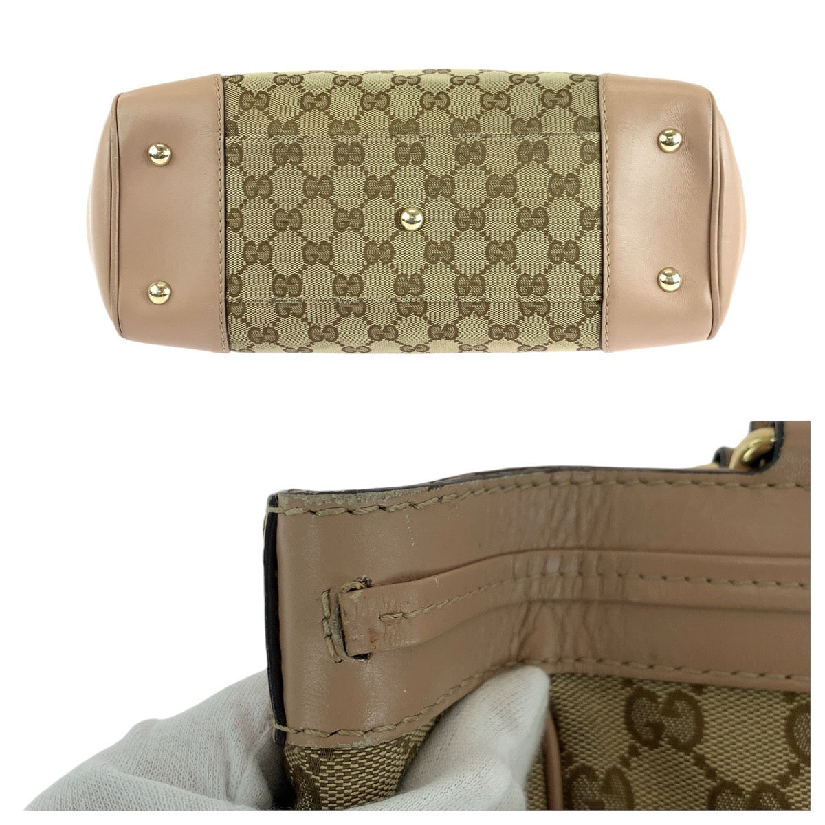 14512
GUCCI グッチ プリンシー ピンク ベージュ ゴールド金具 GGキャンバス / レザー 257061 トートバッグ ショルダーバッグ  レディース
