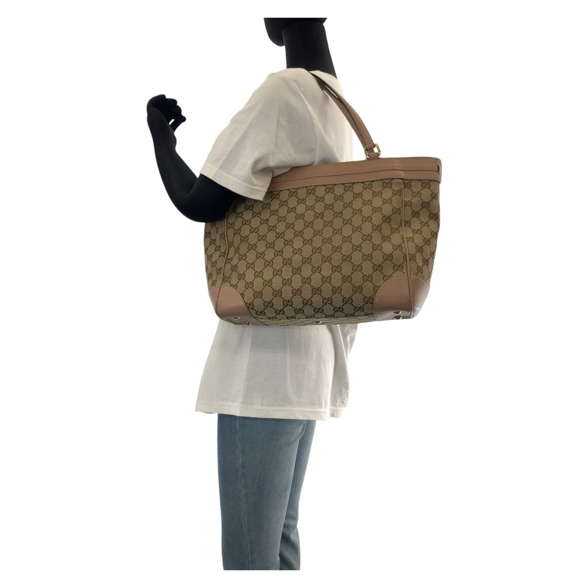 14512
GUCCI グッチ プリンシー ピンク ベージュ ゴールド金具 GGキャンバス / レザー 257061 トートバッグ ショルダーバッグ  レディース