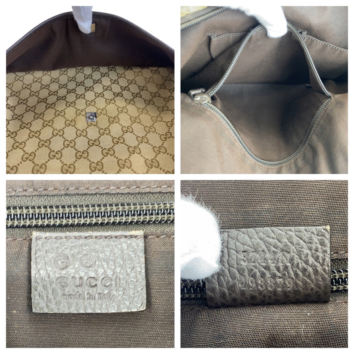 14513
GUCCI グッチ ベージュ ブラウン シルバー金具 GGキャンバス / レザー 374411 斜め掛け ショルダーバッグ メッセンジャーバッグ  レディース