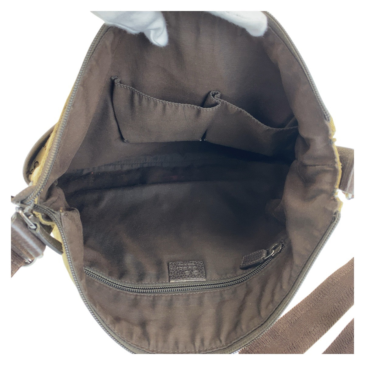 14513
GUCCI グッチ ベージュ ブラウン シルバー金具 GGキャンバス / レザー 374411 斜め掛け ショルダーバッグ メッセンジャーバッグ  レディース