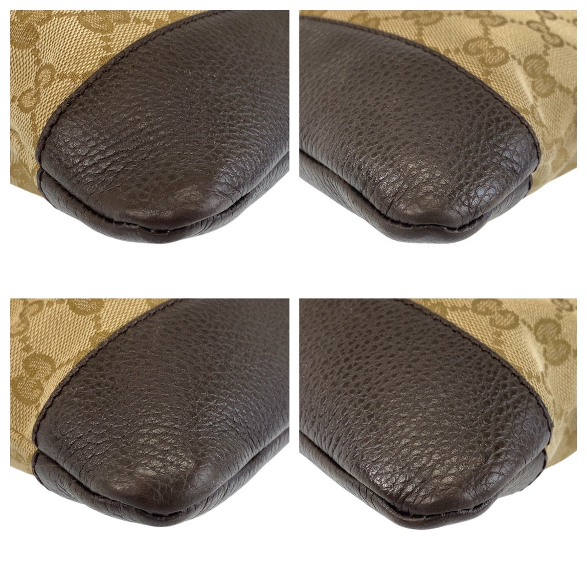 14513
GUCCI グッチ ベージュ ブラウン シルバー金具 GGキャンバス / レザー 374411 斜め掛け ショルダーバッグ メッセンジャーバッグ  レディース