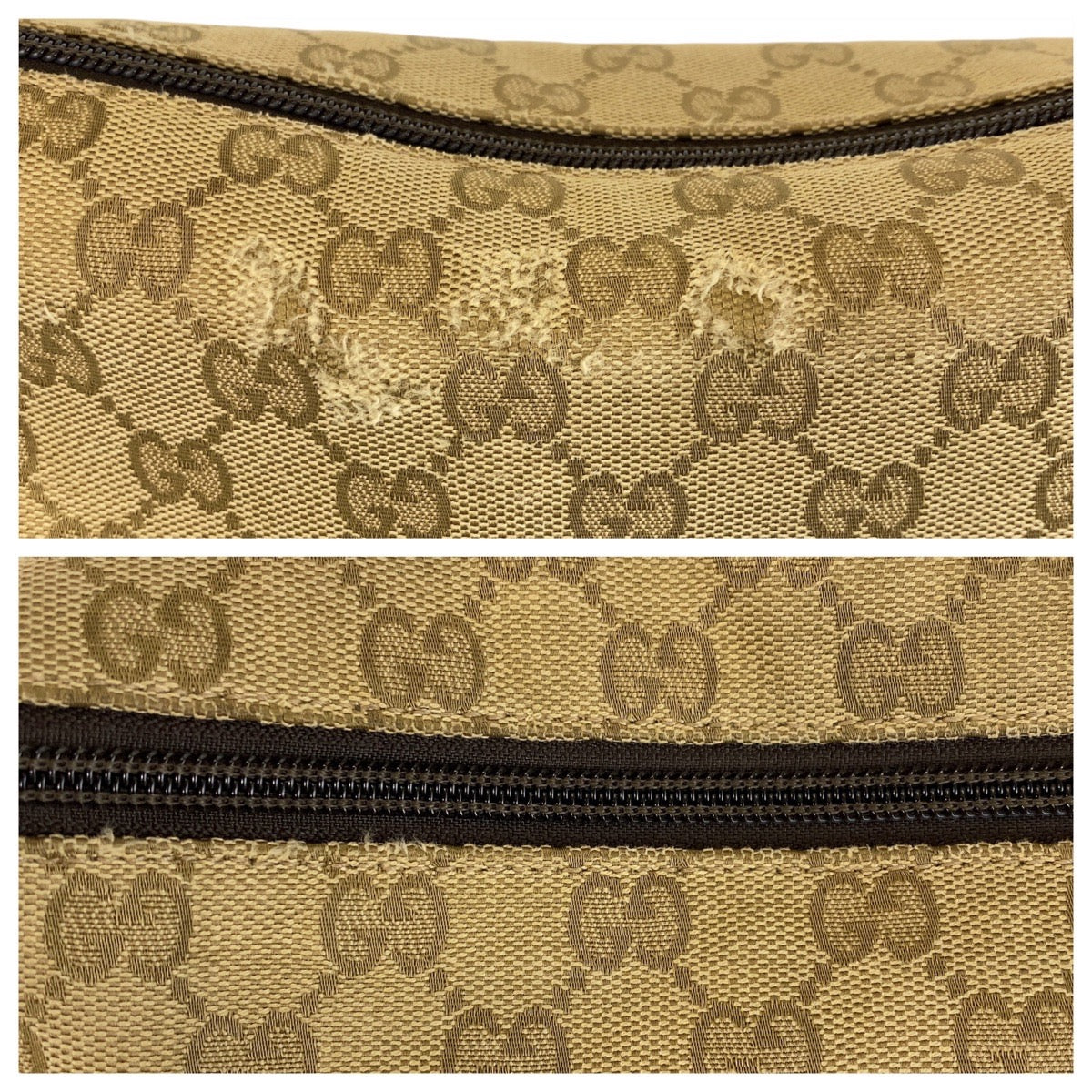 14513
GUCCI グッチ ベージュ ブラウン シルバー金具 GGキャンバス / レザー 374411 斜め掛け ショルダーバッグ メッセンジャーバッグ  レディース