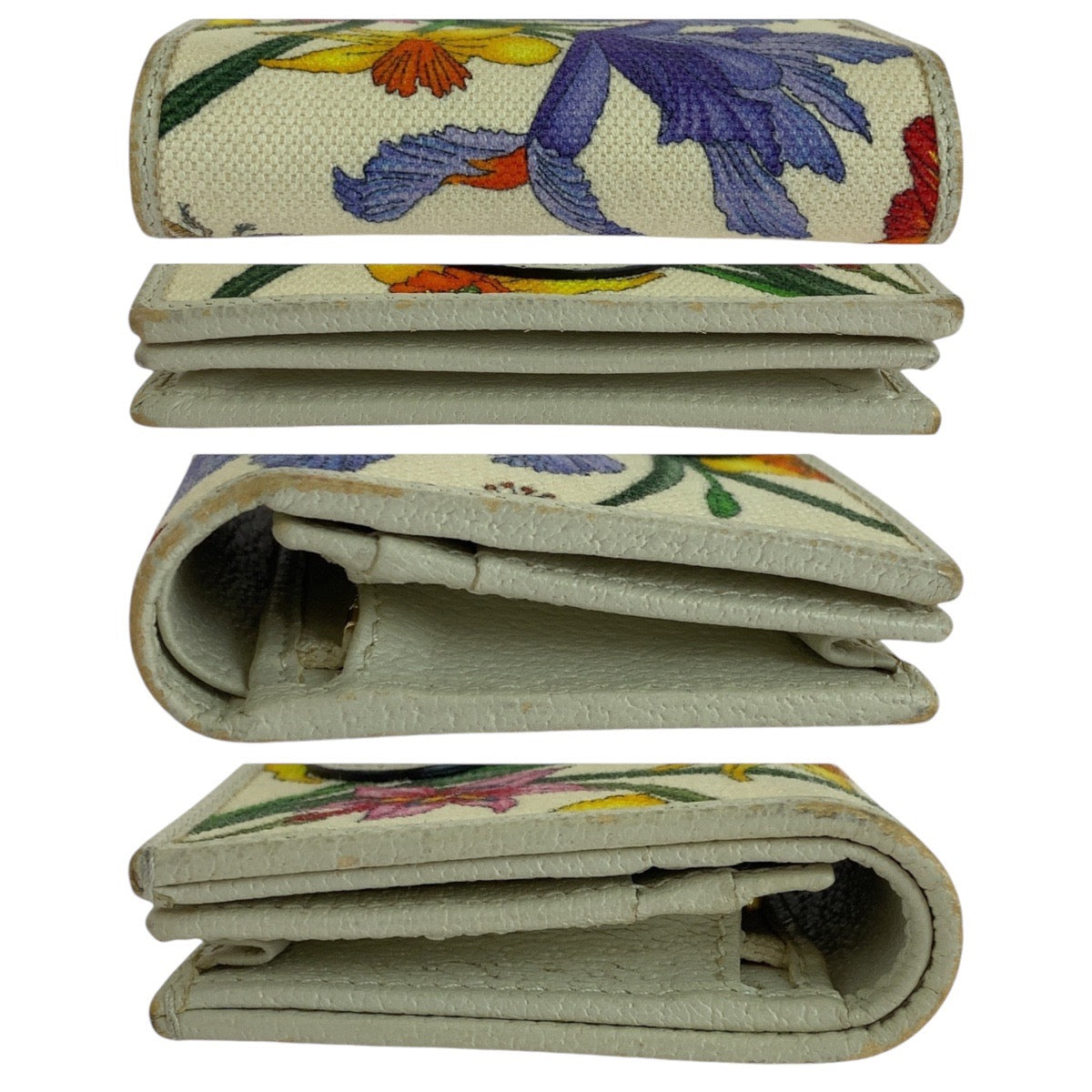 14514
GUCCI グッチ GGマーモント フローラ マルチカラー ホワイト ゴールド金具 キャンバス 577347 折財布 コンパクトウォレット  レディース