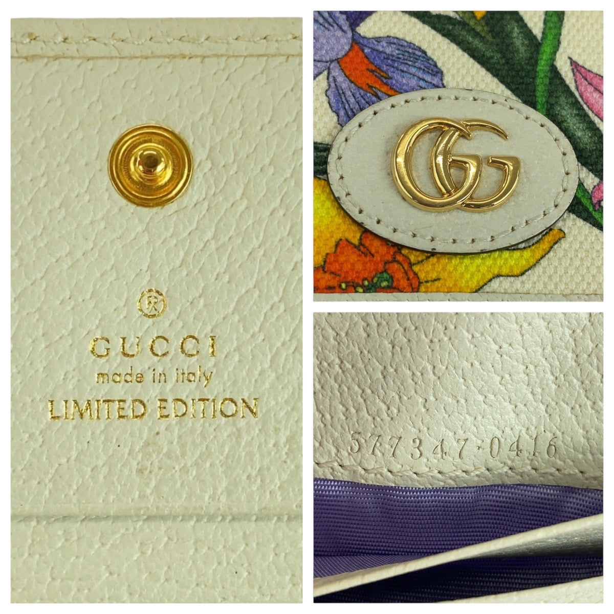 14514
GUCCI グッチ GGマーモント フローラ マルチカラー ホワイト ゴールド金具 キャンバス 577347 折財布 コンパクトウォレット  レディース