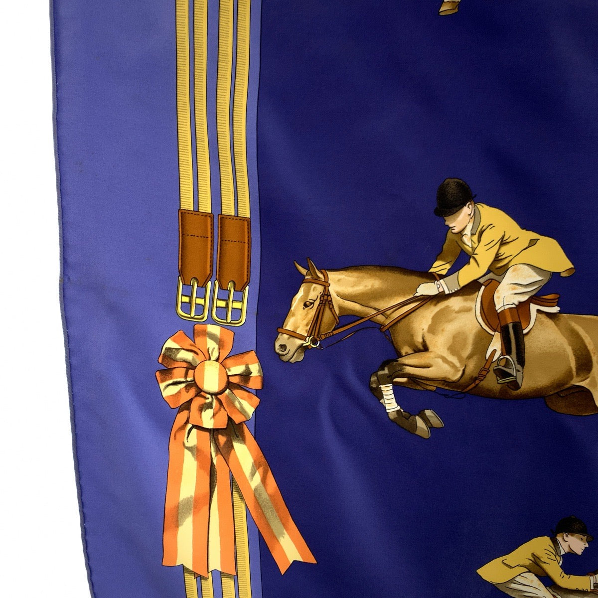 13994
HERMES エルメス カレ90 Jumping ジャンピング ブルー マルチカラー シルク スカーフ 大判スカーフ  レディース