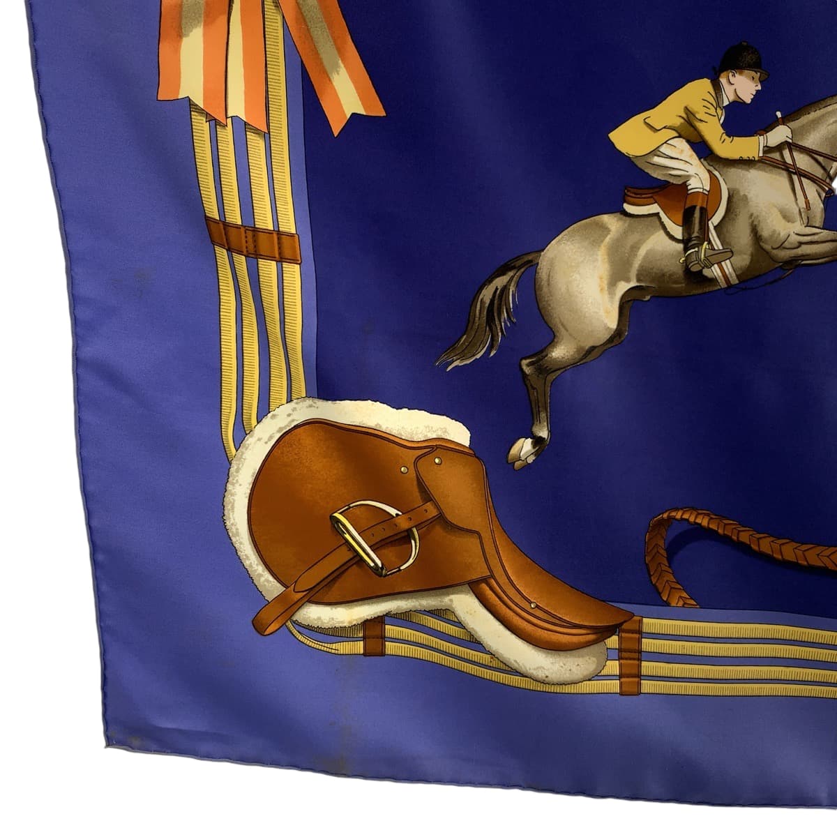 13994
HERMES エルメス カレ90 Jumping ジャンピング ブルー マルチカラー シルク スカーフ 大判スカーフ  レディース