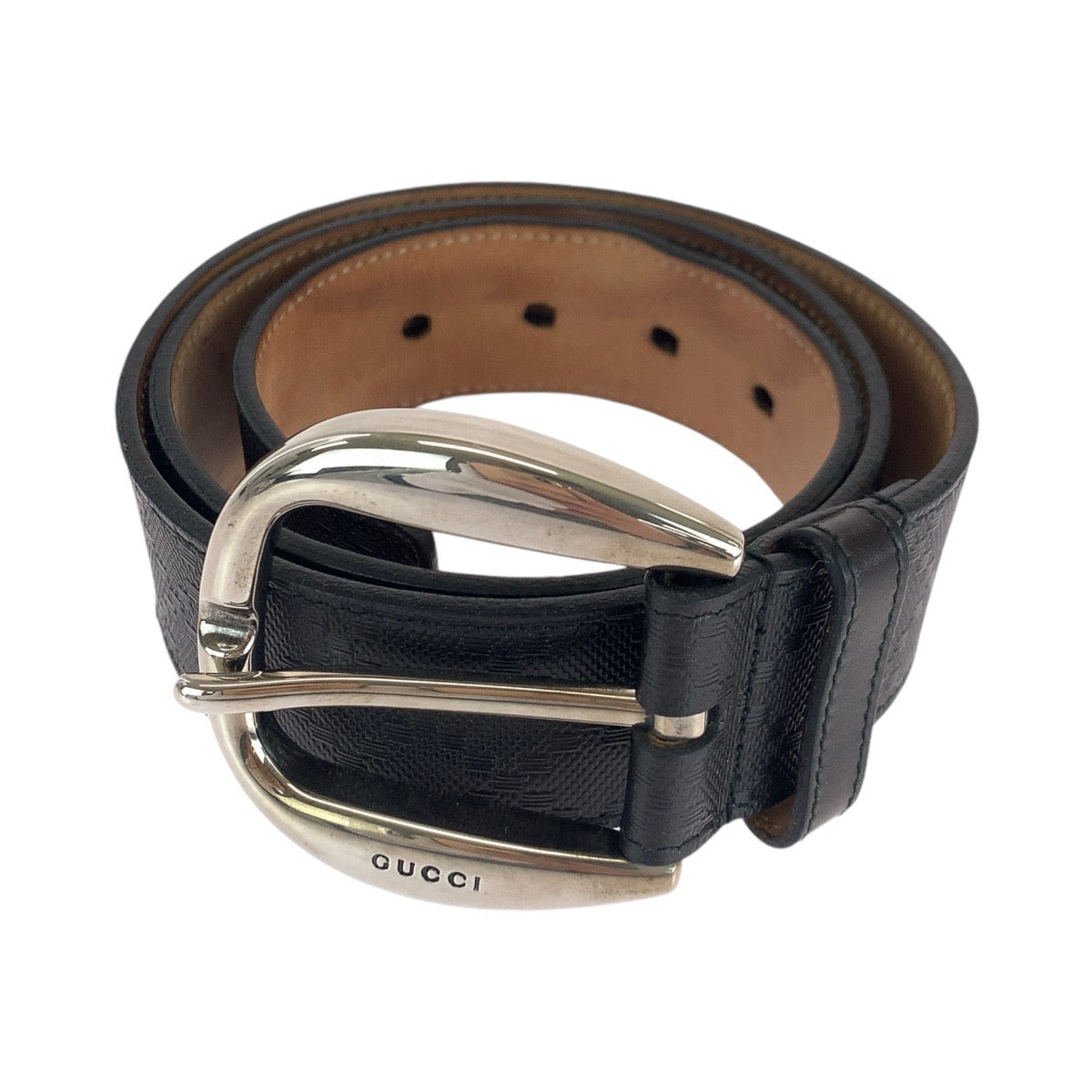 14515
GUCCI グッチ ディアマンテ 85cm/34インチ ブラック 黒 シルバー金具 レザー 268237 ベルト  メンズ