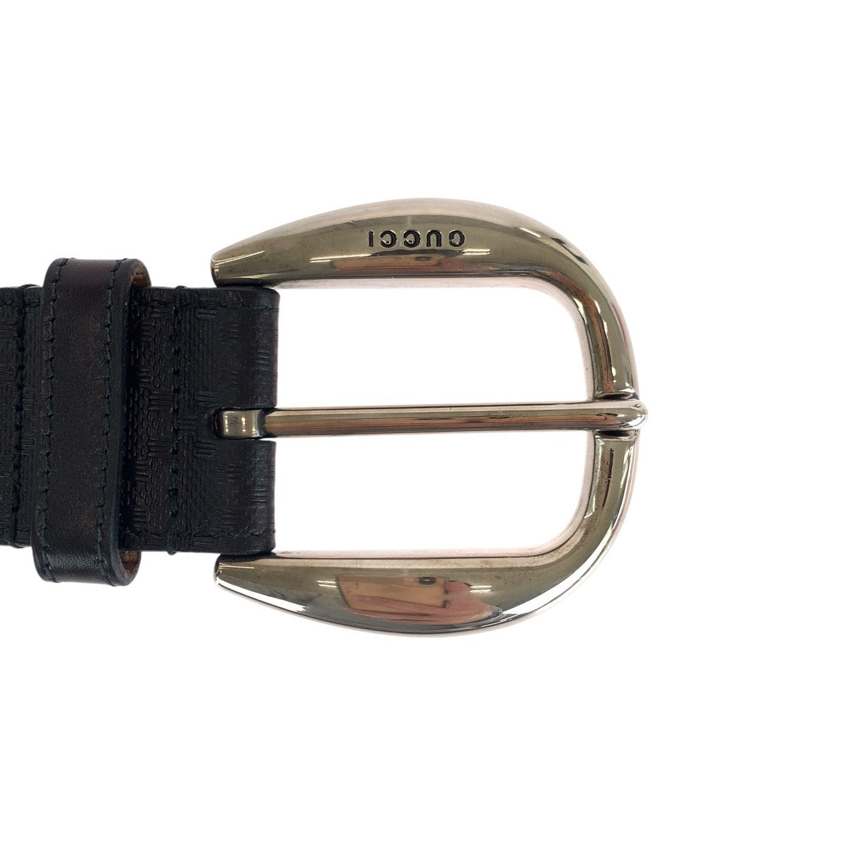 14515
GUCCI グッチ ディアマンテ 85cm/34インチ ブラック 黒 シルバー金具 レザー 268237 ベルト  メンズ