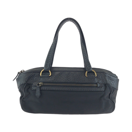 14516
PRADA プラダ テスート 三角ロゴプレート ブラック 黒 ゴールド金具 レザー / ナイロン トートバッグ ショルダーバッグ  レディース