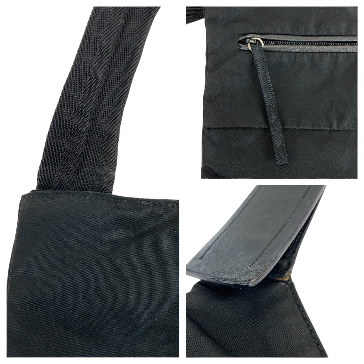 14518
PRADA プラダ テスート 三角ロゴプレート ブラック 黒 シルバー金具 ナイロン 斜め掛け ショルダーバッグ  レディース ABP22