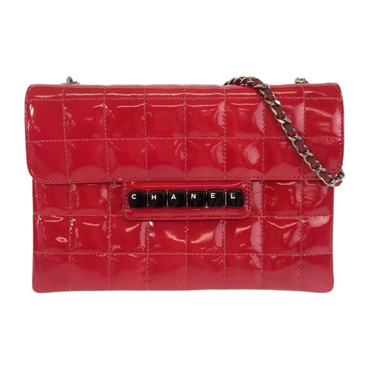 14520
CHANEL シャネル ヴィンテージ チョコバー ピアノ レッド シルバー金具 パテントレザー ハンドバック チェーンショルダーバッグ  レディース