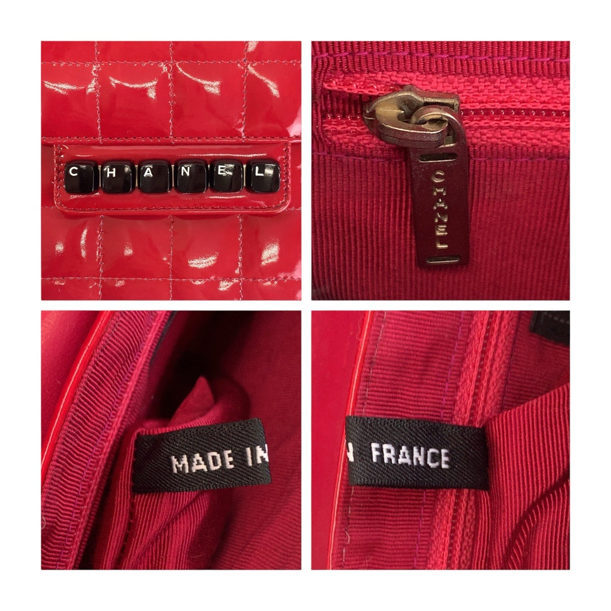14520
CHANEL シャネル ヴィンテージ チョコバー ピアノ レッド シルバー金具 パテントレザー ハンドバック チェーンショルダーバッグ  レディース