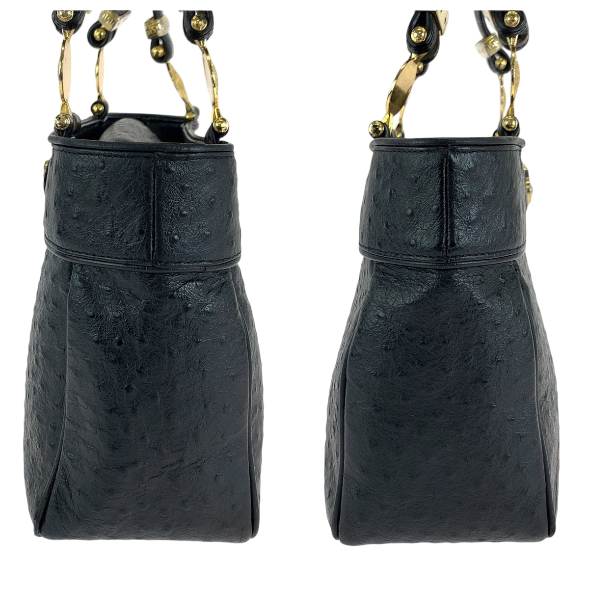 14521
VERSACE ヴェルサーチ ヴィンテージ サンバースト 型押しレザー ブラック 黒 ゴールド金具 レザー ハンドバッグ ショルダーバッグ  レディース