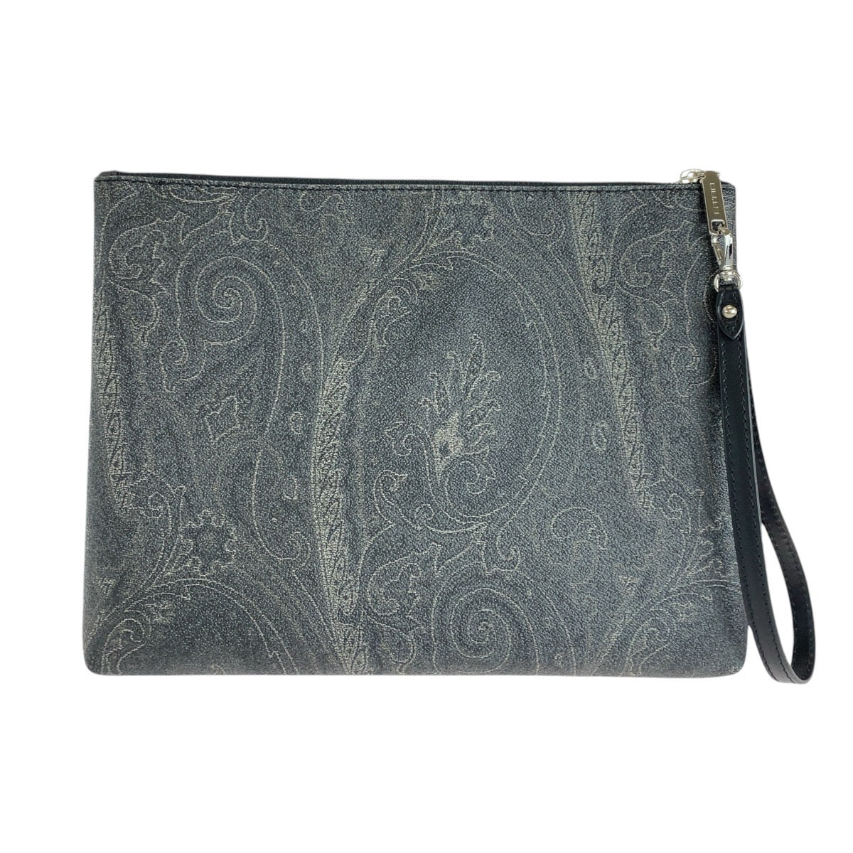14522
ETRO エトロ ブラック 黒 シルバー金具 レザー クラッチバッグ セカンドバッグ  レディース