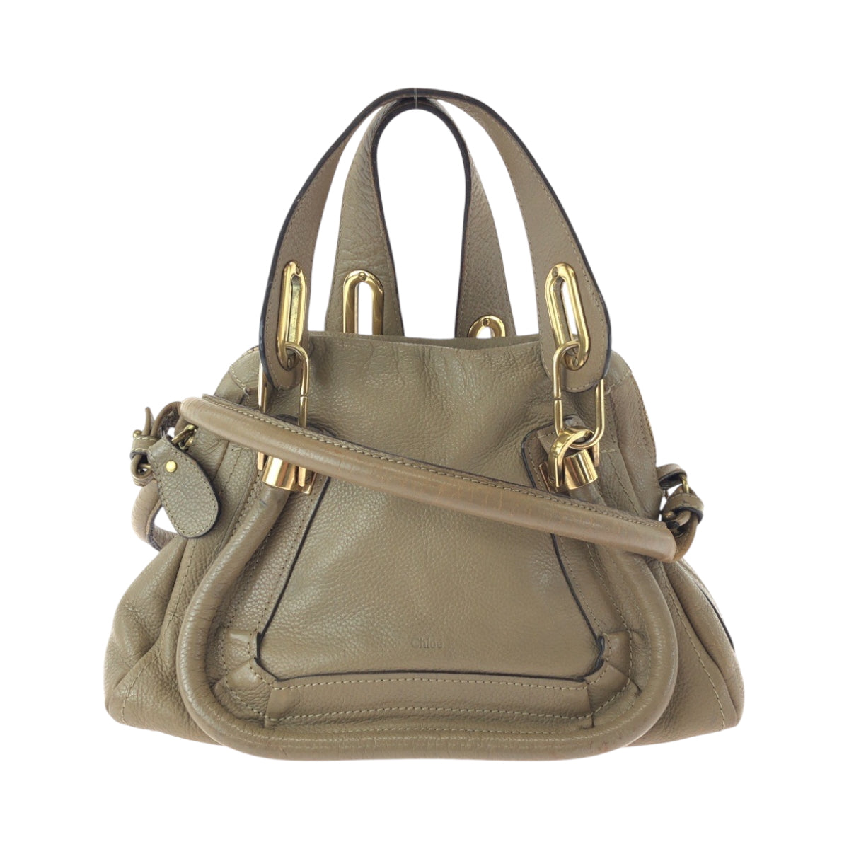 14523
Chloe クロエ パラティ ロゴ ブラウン ゴールド金具 レザー ショルダーバッグ ハンドバッグ 2way  レディース AB33
