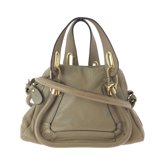 14523
Chloe クロエ パラティ ロゴ ブラウン ゴールド金具 レザー ショルダーバッグ ハンドバッグ 2way  レディース AB33