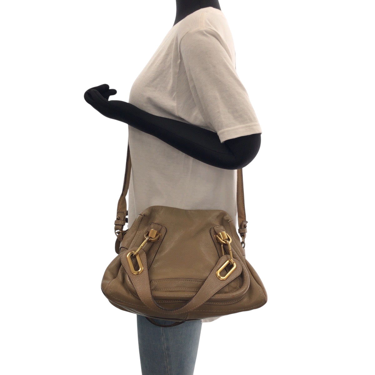 14523
Chloe クロエ パラティ ロゴ ブラウン ゴールド金具 レザー ショルダーバッグ ハンドバッグ 2way  レディース AB33