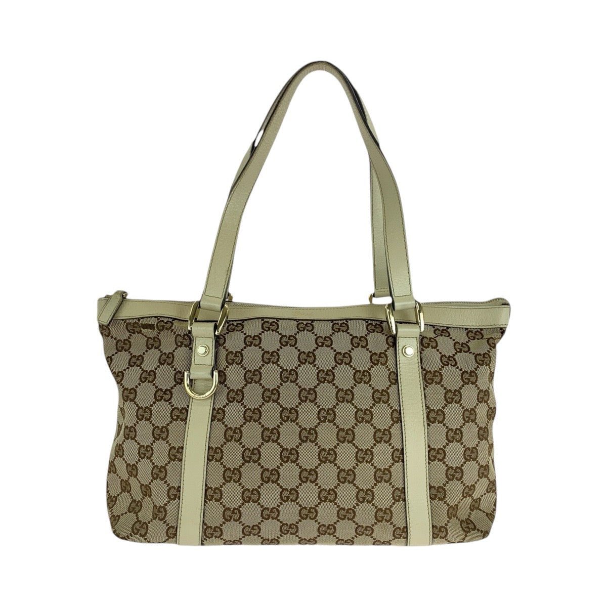 14524
GUCCI グッチ ベージュ ホワイト ゴールド金具 GGキャンバス / レザー 141470 トートバッグ ショルダーバッグ  レディース