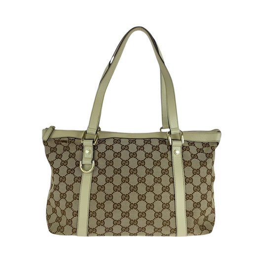 14524
GUCCI グッチ ベージュ ホワイト ゴールド金具 GGキャンバス / レザー 141470 トートバッグ ショルダーバッグ  レディース