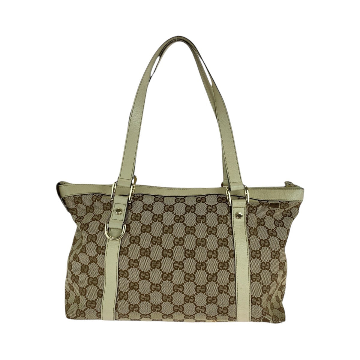 14524
GUCCI グッチ ベージュ ホワイト ゴールド金具 GGキャンバス / レザー 141470 トートバッグ ショルダーバッグ  レディース