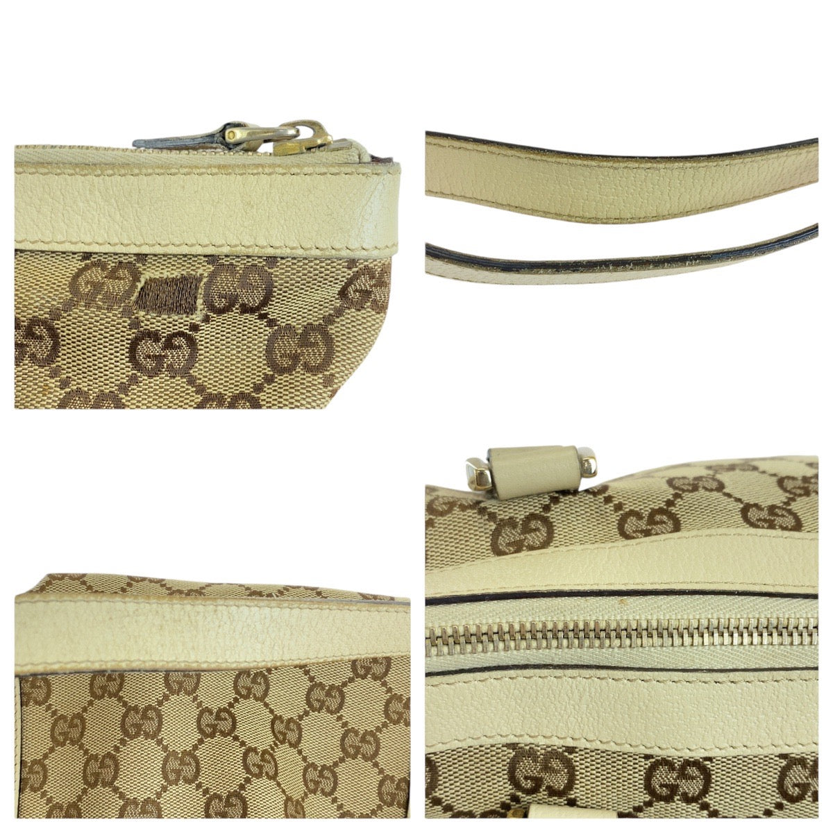 14524
GUCCI グッチ ベージュ ホワイト ゴールド金具 GGキャンバス / レザー 141470 トートバッグ ショルダーバッグ  レディース