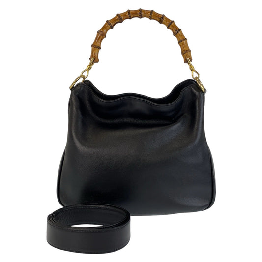 14525
GUCCI グッチ バンブー ブラック 黒 ゴールド金具 レザー / バンブー 001 2013 1638 ハンドバッグ 斜め掛け ショルダーバッグ 2way  レディース