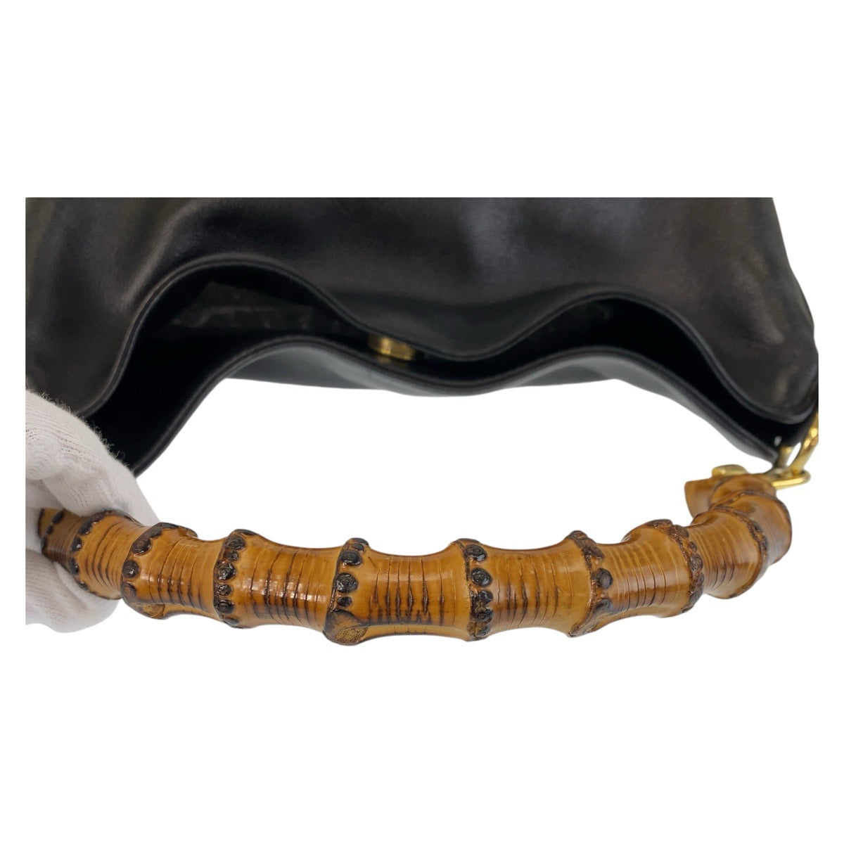 14525
GUCCI グッチ バンブー ブラック 黒 ゴールド金具 レザー / バンブー 001 2013 1638 ハンドバッグ 斜め掛け ショルダーバッグ 2way  レディース