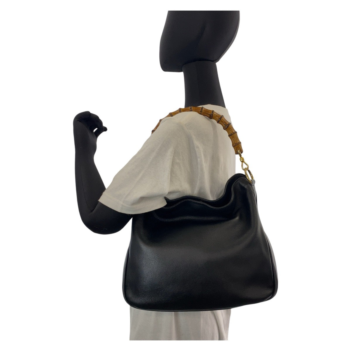 14525
GUCCI グッチ バンブー ブラック 黒 ゴールド金具 レザー / バンブー 001 2013 1638 ハンドバッグ 斜め掛け ショルダーバッグ 2way  レディース