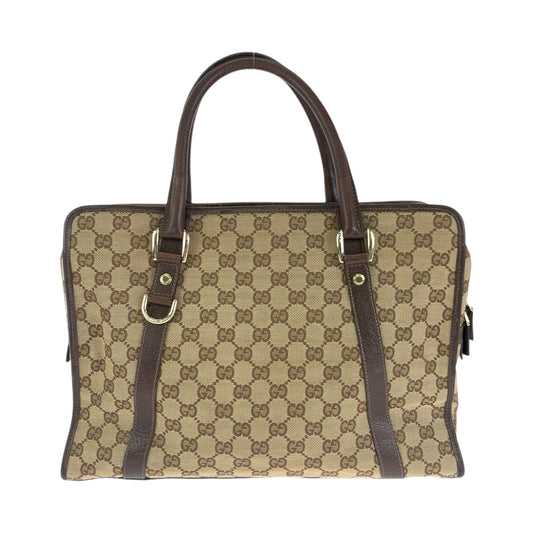 14526
GUCCI グッチ 男女兼用 ベージュ ブラウン ゴールド金具 GGキャンバス 130940 ビジネスバッグ トートバッグ ハンドバッグ  メンズ