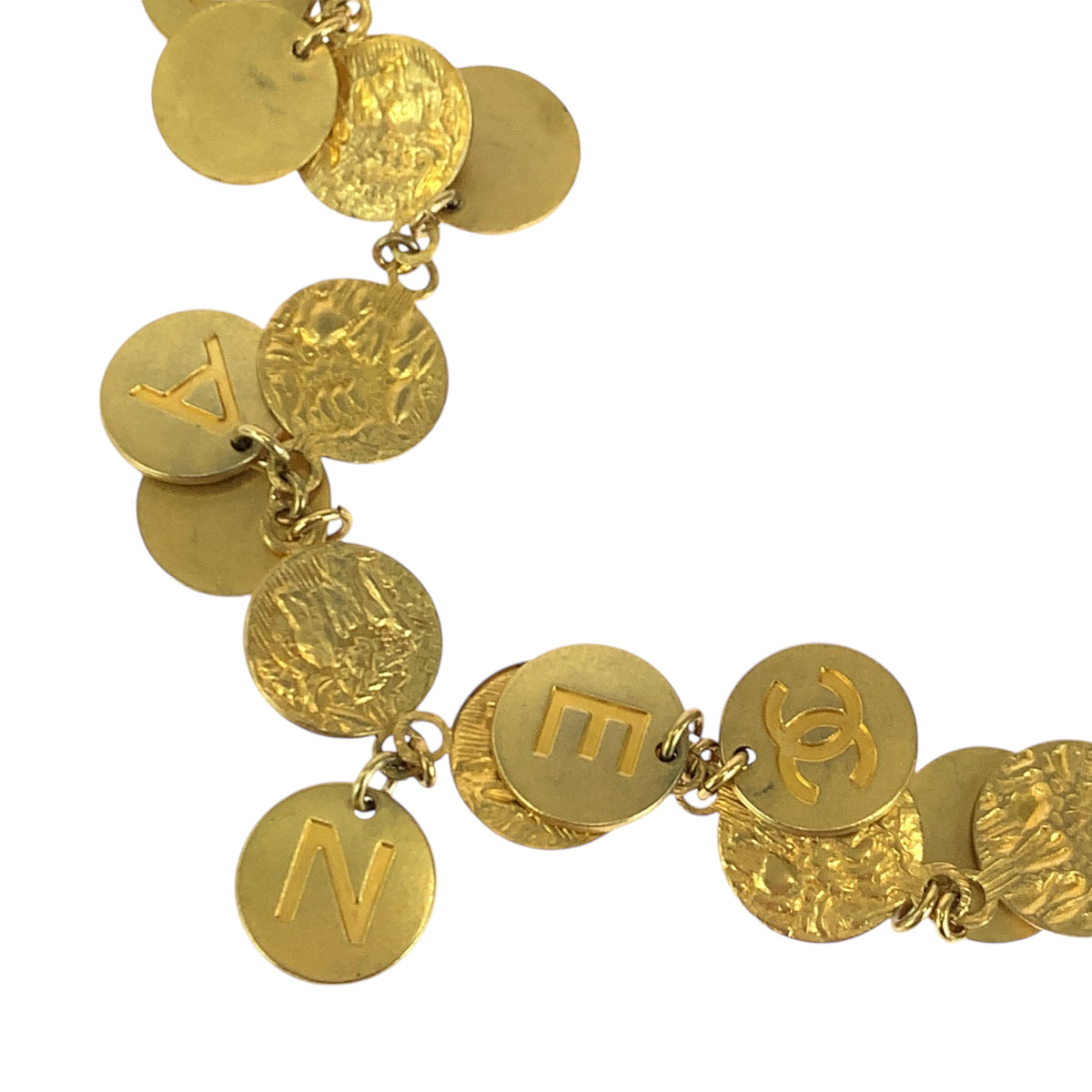 13996
CHANEL シャネル ヴィンテージ ココマーク ゴールド メタル コインネックレス 93 A刻印 レディース A150