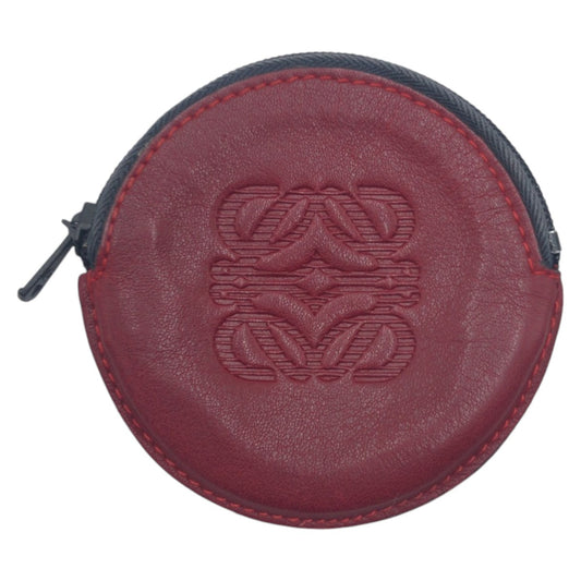 LOEWE ロエベ ヴィンテージ アナグラム ワインレッド バーガンディ レザー コインケース 小銭入れ  レディース