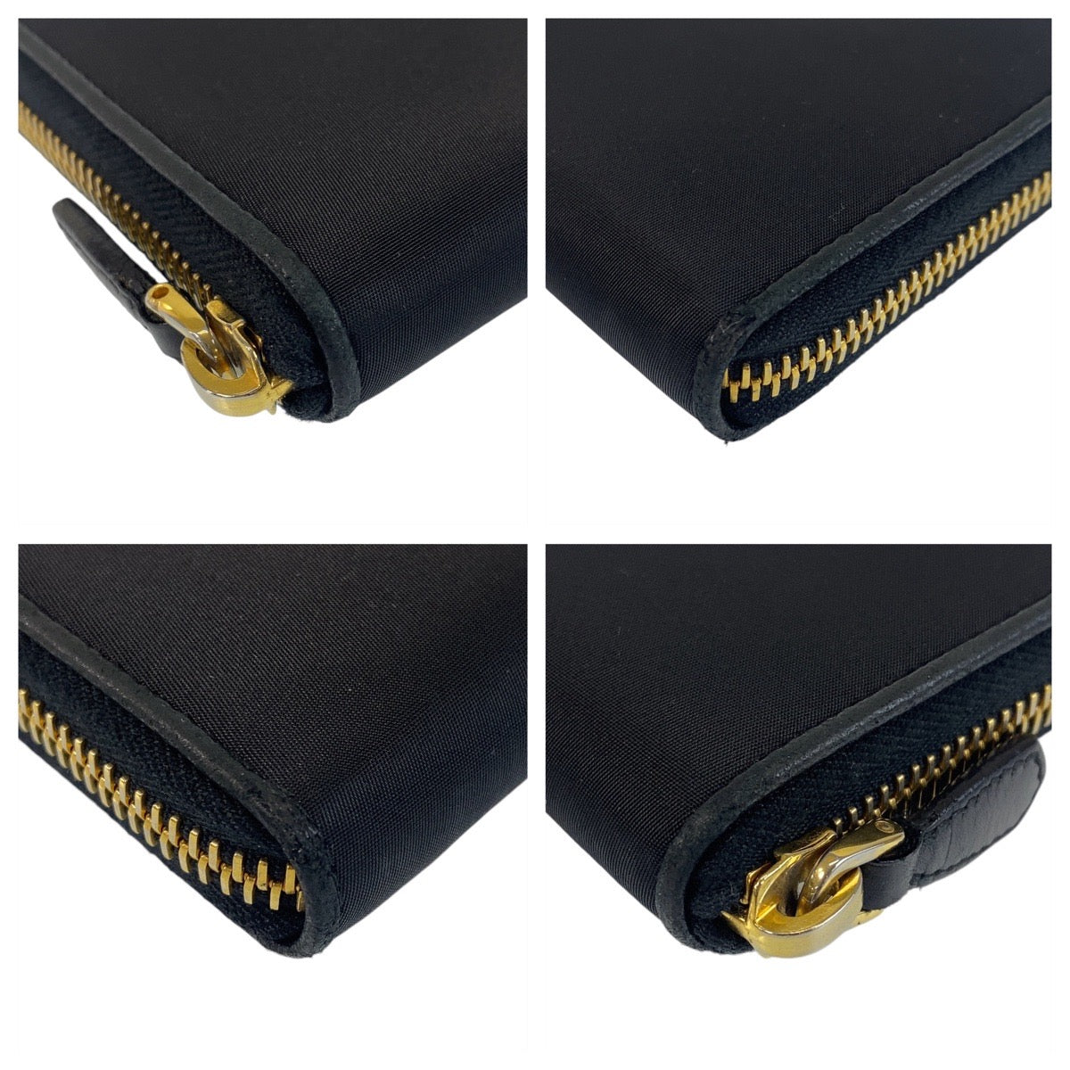14528
PRADA プラダ リボン ブラック 黒 ゴールド金具 ナイロン 長財布 ロングウォレット  レディース ABP21