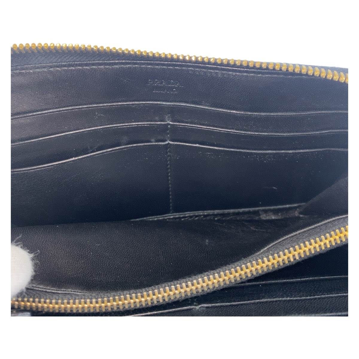 14528
PRADA プラダ リボン ブラック 黒 ゴールド金具 ナイロン 長財布 ロングウォレット  レディース ABP21