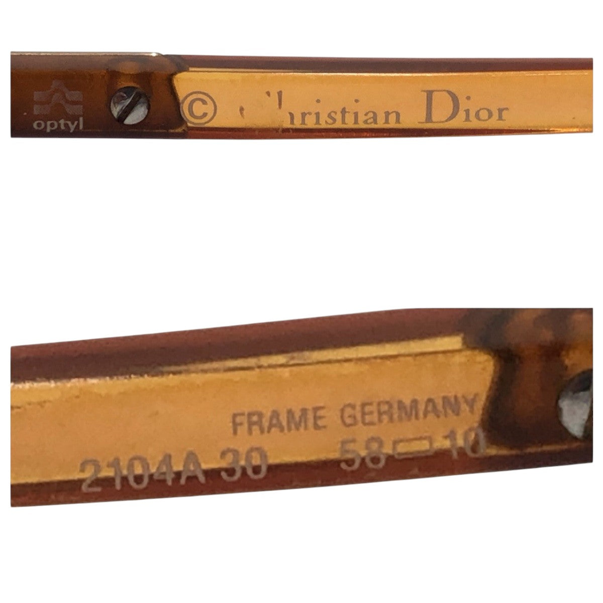 Dior ディオール ヴィンテージ CDロゴ ブラウン イエロー プラスチック 2104A 30 58□10 メガネフレーム  レディース AB5
