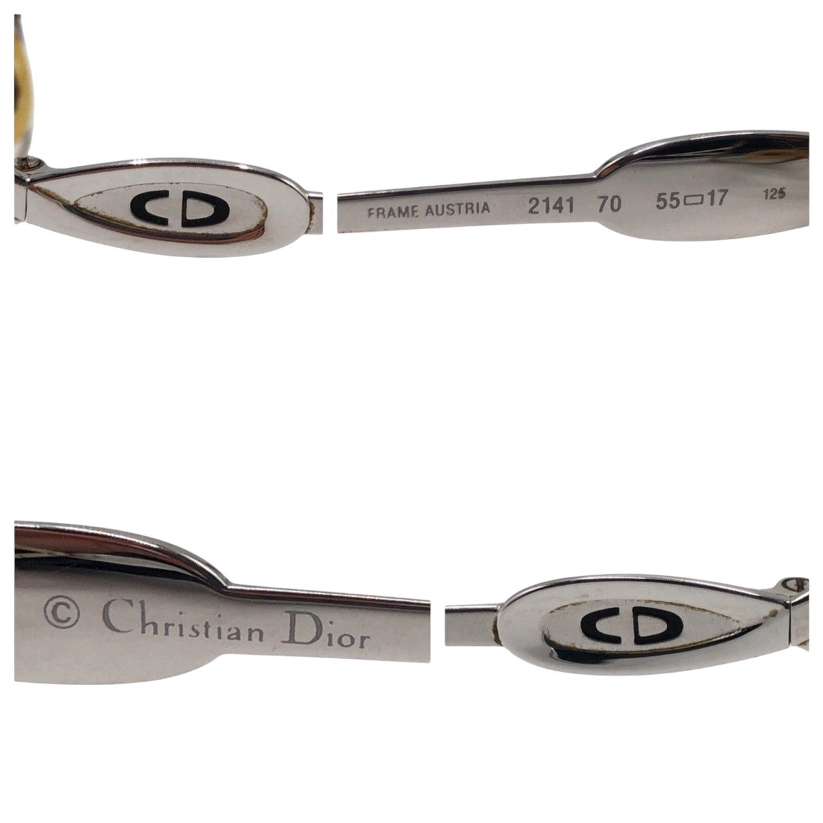 Dior ディオール ヴィンテージ CDロゴ シルバー メタル 2141 70 55□17 125 メガネ  レディース AB5