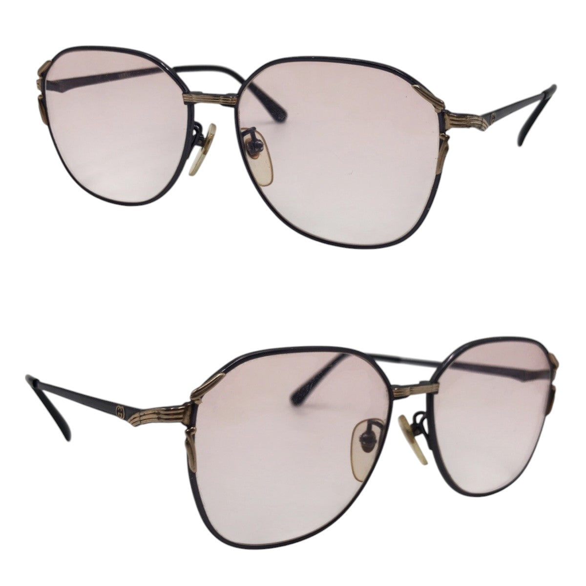 GUCCI グッチ ヴィンテージ GGロゴ グレー パープルレンズ メタル 55□15 136 Ti-P GG3016 5157 サングラス ウェリントン  レディース