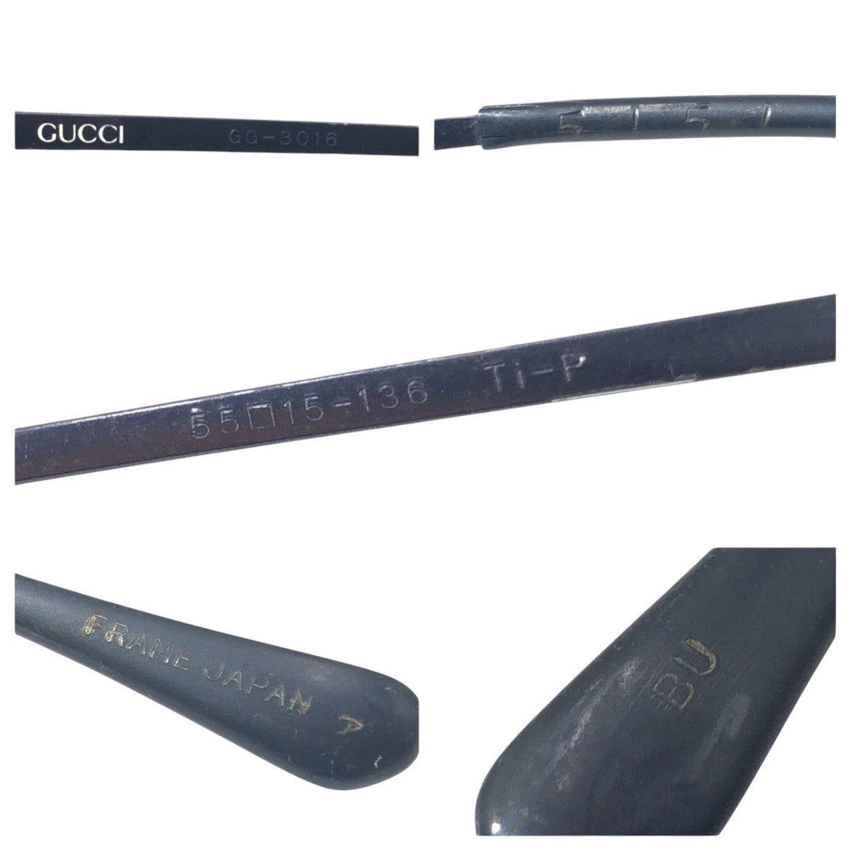 GUCCI グッチ ヴィンテージ GGロゴ グレー パープルレンズ メタル 55□15 136 Ti-P GG3016 5157 サングラス ウェリントン  レディース