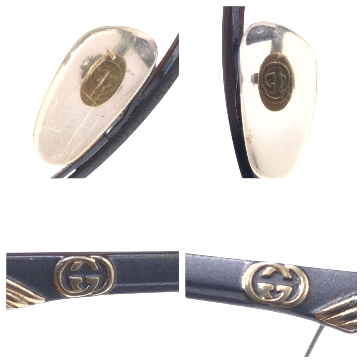 GUCCI グッチ ヴィンテージ GGロゴ グレー パープルレンズ メタル 55□15 136 Ti-P GG3016 5157 サングラス ウェリントン  レディース