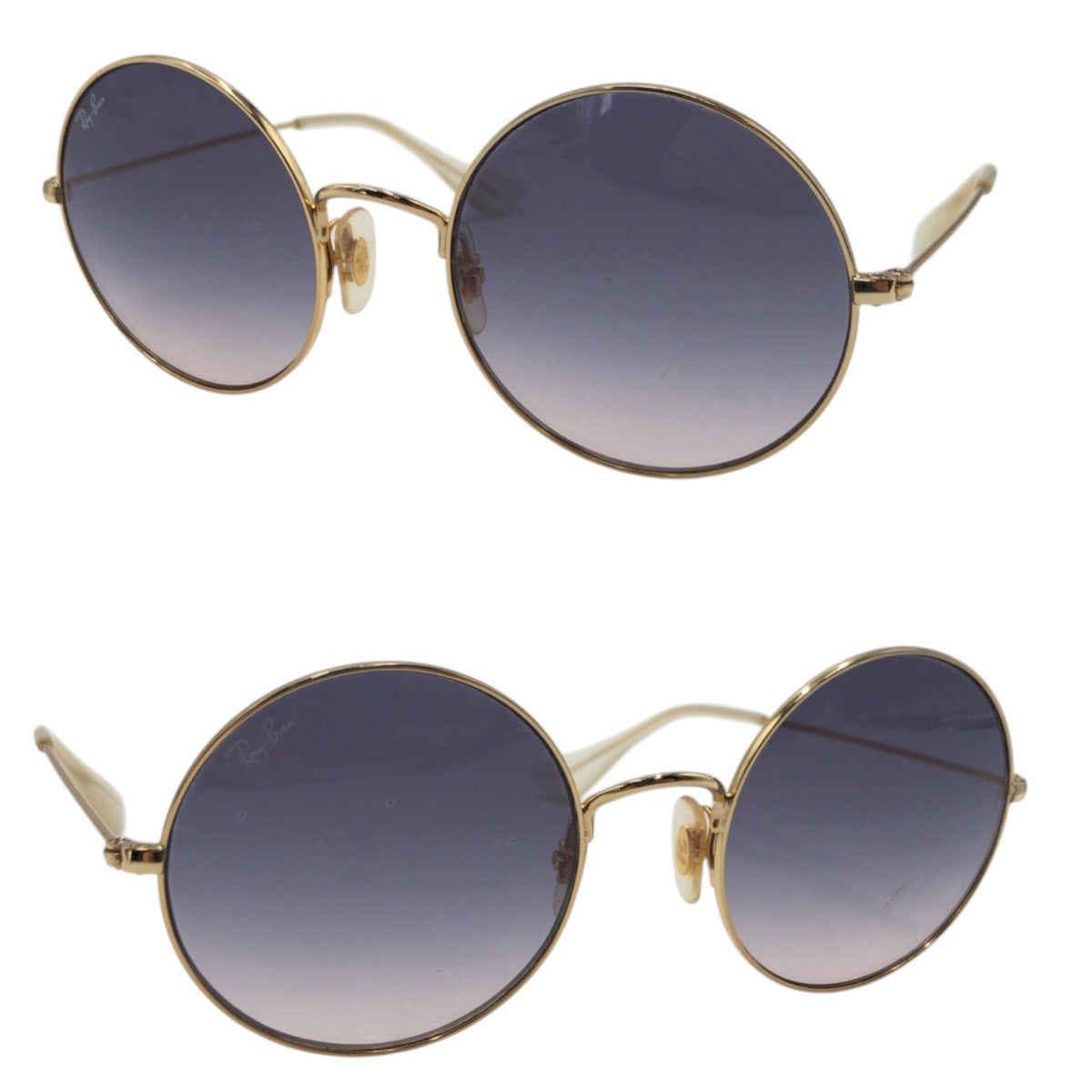 Ray-Ban Gold Blue Metal RB001/19 5020 145 2N Round Sunglasses Unisex Oval Men's